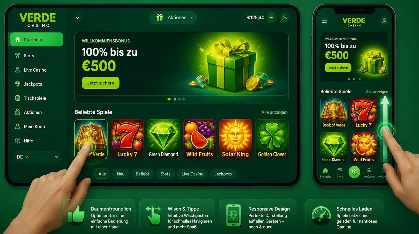 „Mobiles, schnelles und intuitives Spielerlebnis mit Verde Casino App“