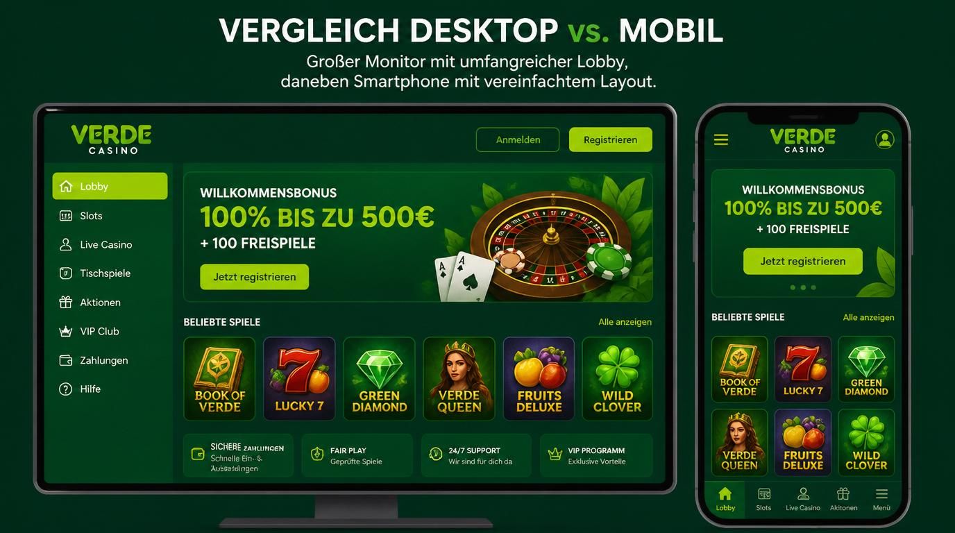 Vergleich Desktop und Mobil mit klaren Oberflächen.
